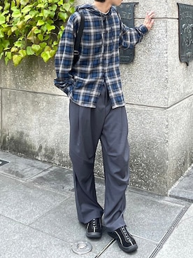「Chikashitsu +（チカシツプラス）のアイテム（バッグ）」を使った、Never mind the XU / Chikashitsu+さん（メンズ・180cm）の夏コーディネート