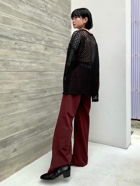 「Chikashitsu +（チカシツプラス）のアイテム（スラックス）」を使った、Never mind the XU / Chikashitsu+さん（レディース・163cm）の秋コーディネート