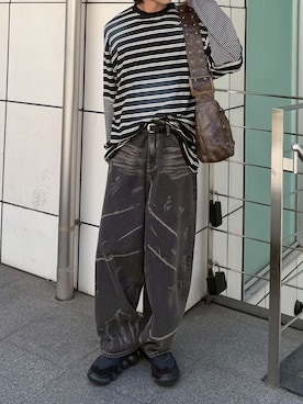 「アイテム（ショルダーバッグ）」を使った、Never mind the XU / Chikashitsu+さん（メンズ・180cm）の夏コーディネート