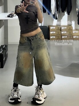 「Never mind the XU / Chikashitsu+（ネバーマインド ザ エックスユー / チカシツプラス）のアイテム（ネックレス）」を使った、Never mind the XU / Chikashitsu+さん（レディース・153cm）の秋コーディネート