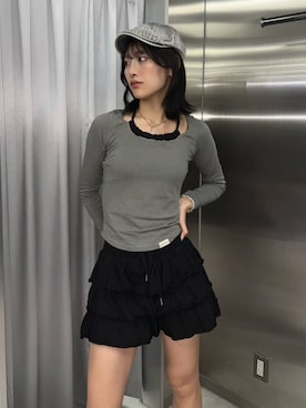「アイテム（帽子）」を使った、Never mind the XU / Chikashitsu+さん（レディース・164cm）の秋コーディネート