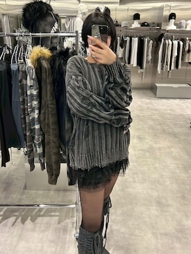 「アイテム（レッグウォーマー）」を使った、Never mind the XU / Chikashitsu+さん（レディース・169cm）の秋コーディネート