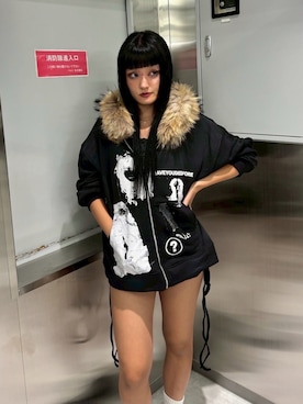 「アイテム（パーカー）」を使った、Never mind the XU / Chikashitsu+さん（レディース・165cm）の秋コーディネート
