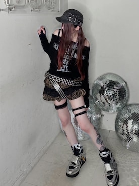 「アイテム（キャップ）」を使った、Never mind the XU / Chikashitsu+さん（骨格ストレート・レディース・161cm）の秋コーディネート