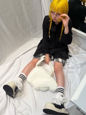 「Never mind the XU / Chikashitsu+（ネバーマインド ザ エックスユー / チカシツプラス）のアイテム」を使った、Never mind the XU / Chikashitsu+さん（レディース・165cm）の秋コーディネート