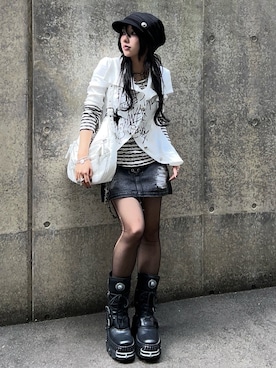 「NOT KNOWING（ノットノーイング）のアイテム」を使った、Never mind the XU / Chikashitsu+さん（レディース・148cm）の夏コーディネート