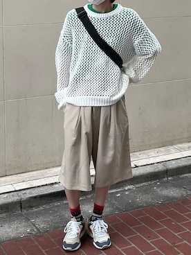 「Chikashitsu +（チカシツプラス）のアイテム（その他トップス）」を使った、Never mind the XU / Chikashitsu+さん（メンズ・170cm）の夏コーディネート