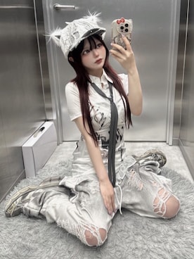 「Cest Nous（セヌー）のアイテム」を使った、Never mind the XU / Chikashitsu+さん（レディース・157cm）の夏コーディネート