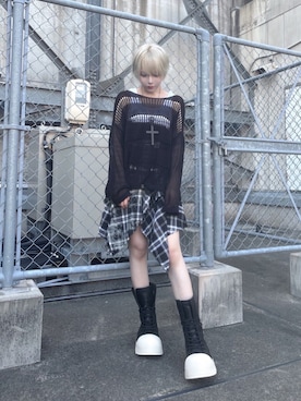「アイテム（タンクトップ）」を使った、Never mind the XU / Chikashitsu+さん（レディース・159cm）の秋コーディネート