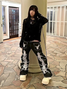 「アイテム（パーカー）」を使った、Never mind the XU / Chikashitsu+さん（レディース・163cm）の夏コーディネート