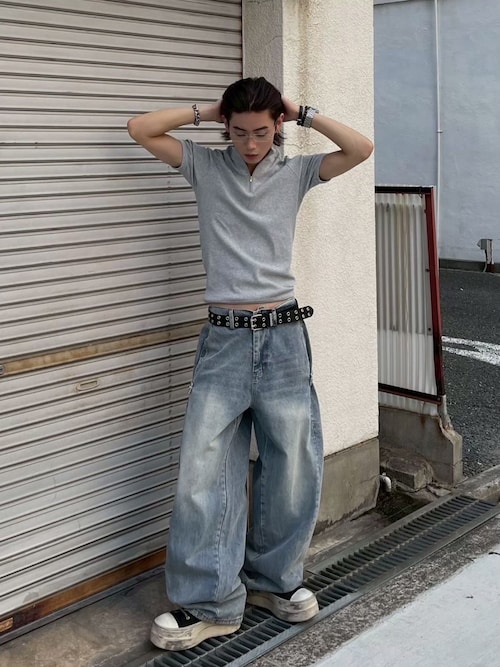 Chikashitsu +】super buggy denim pants / 【チカシツプラス