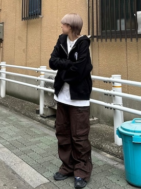 「NOMANUAL（NOMANUAL）のアイテム」を使った、Never mind the XU / Chikashitsu+さん（レディース・161cm）の秋コーディネート