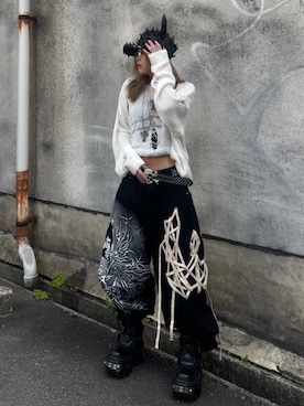 「UNIZ（ユニズ）の【UNIZ】Demon Venom Cap（キャップ、ブラック系）」を使った、Never mind the XU / Chikashitsu+さん（メンズ・167cm）の春コーディネート