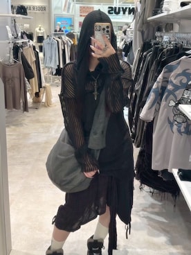 「RICH（リッチ）のアイテム」を使った、Never mind the XU / Chikashitsu+さん（レディース・164cm）の冬コーディネート