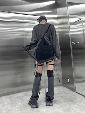 「FLAREUP（フレアアップ）のアイテム（バッグ）」を使った、Never mind the XU / Chikashitsu+さん（レディース・159cm）の秋コーディネート