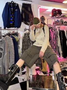 「Basic Pleasure Mode（ベーシックプレジャーモード）のアイテム」を使った、Never mind the XU / Chikashitsu+さん（メンズ・175cm）の春コーディネート