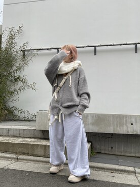 「Chikashitsu +（チカシツプラス）のアイテム（カーディガン/ボレロ）」を使った、Never mind the XU / Chikashitsu+さん（レディース・153cm）の冬コーディネート