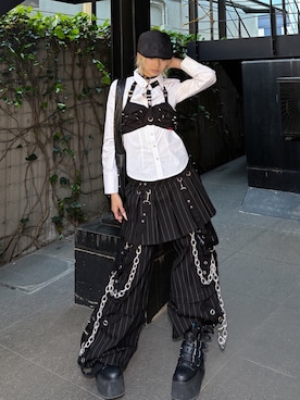 「TRIPP nyc（トリップニューヨークシティ）のアイテム」を使った、Never mind the XU / Chikashitsu+さん（レディース・159cm）の春コーディネート