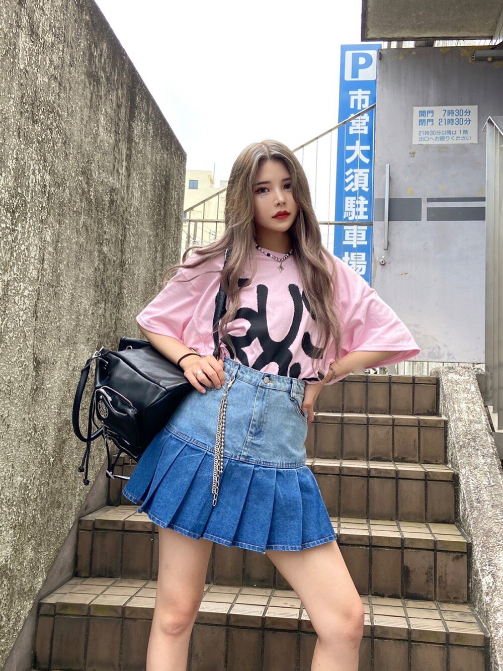 XU/エックスユー】gradation denim skirt/デニムスカート ミニスカート