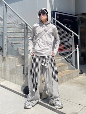 「NOMANUAL（NOMANUAL）のアイテム（帽子）」を使った、Never mind the XU / Chikashitsu+さん（メンズ・173cm）の秋コーディネート