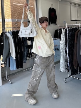 「XU（エックスユー）のアイテム（パンツ）」を使った、Never mind the XU / Chikashitsu+さん（メンズ・168cm）の冬コーディネート