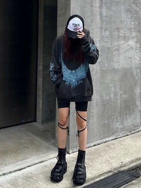 「Basketcase（バスケットケース）のアイテム」を使った、Never mind the XU / Chikashitsu+さん（レディース・166cm）の秋コーディネート