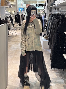 「Never mind the XU / Chikashitsu+（ネバーマインド ザ エックスユー / チカシツプラス）のアイテム」を使った、Never mind the XU / Chikashitsu+さん（レディース・162cm）の秋コーディネート