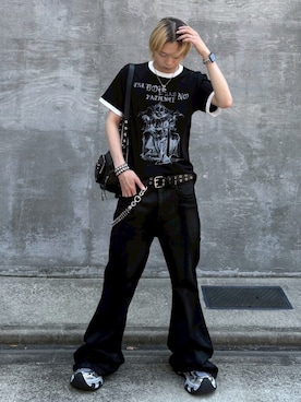「アイテム（ショルダーバッグ）」を使った、Never mind the XU / Chikashitsu+さん（骨格ナチュラル・メンズ・174cm）の夏コーディネート