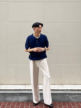 「ポロシャツコーデ」｜「アイテム（アクセサリー）」を使った、Never mind the XU / Chikashitsu+さん（メンズ・175cm）の夏コーディネート