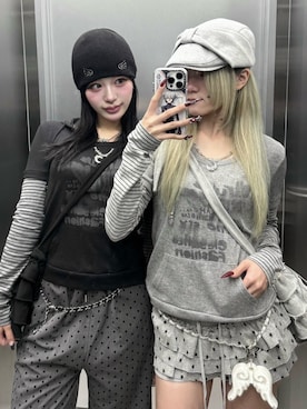 「アイテム（キーホルダー）」を使った、Never mind the XU / Chikashitsu+さん（レディース・160cm）の秋コーディネート