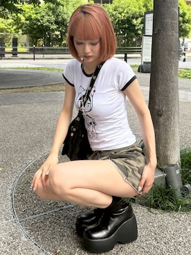 「ショートパンツ」｜Never mind the XU / Chikashitsu+さん（骨格ウェーブ・レディース・158cm）の夏コーディネート
