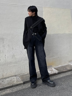 「Chikashitsu +（チカシツプラス）のアイテム（テーラードジャケット）」を使った、Never mind the XU / Chikashitsu+さん（メンズ・175cm）の春コーディネート