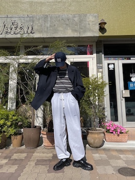 「NOMANUAL（NOMANUAL）のアイテム（帽子）」を使った、Never mind the XU / Chikashitsu+さん（メンズ・179cm）の秋コーディネート