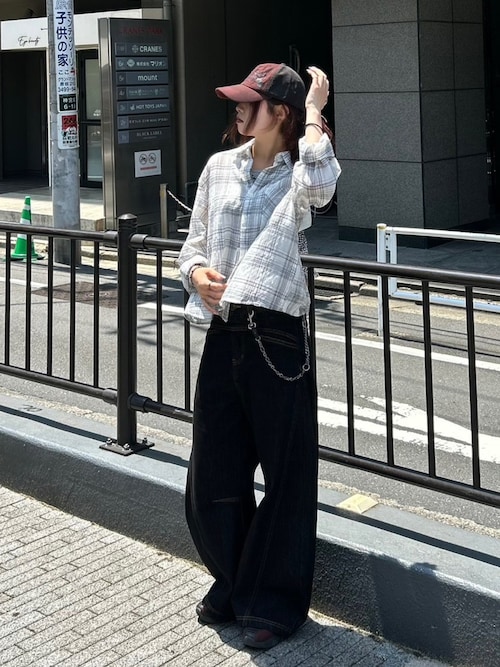 パンツ Chikashitsu+ design stitch chino pants Chikashitsu +】lilting stitch curve denim pants