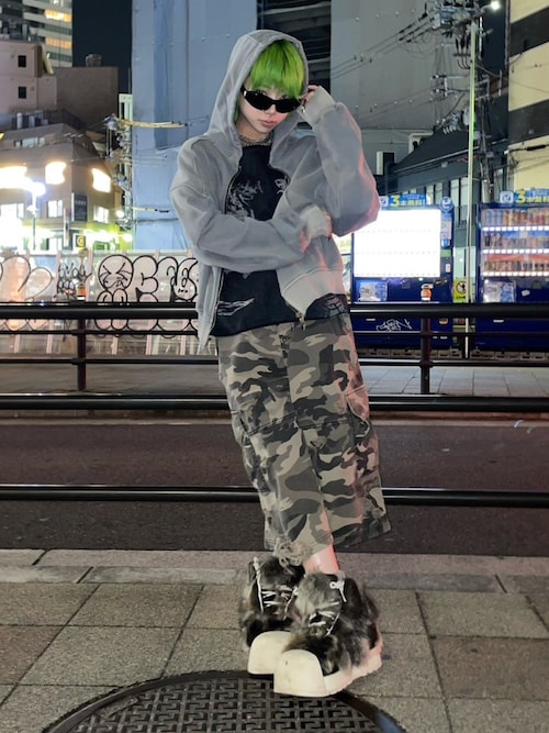 XU】camouflage damage half pants（デニムパンツ）｜XU