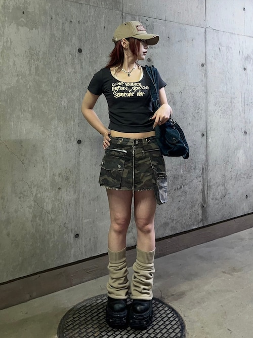 XU】lettering layered cropped tee（Tシャツ/カットソー）｜XU