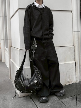 「NOT KNOWING（ノットノーイング）のアイテム」を使った、Never mind the XU / Chikashitsu+さん（レディース・165cm）の冬コーディネート