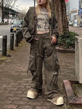 「FREE WORLD ORDER（フリーワールドオーダー）のアイテム」を使った、Never mind the XU / Chikashitsu+さん（レディース・165cm）の冬コーディネート