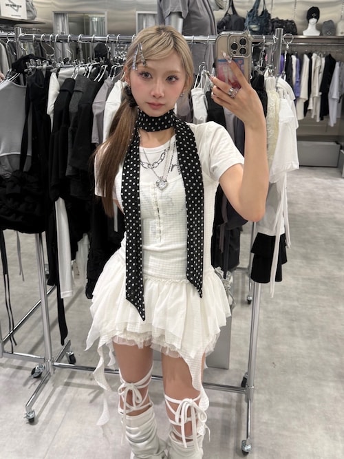 ★FANCYCLUB★DUAL CHARM NECKLACE TEE (BLACK) ★正規品/人気 FANCY CLUB】DUAL CHARM NECKLACE TEE / 【ファンシークラブ