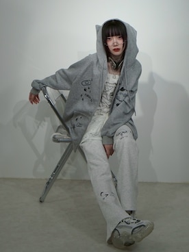 「韓国ファッション」｜「アイテム（パーカー）」を使った、Never mind the XU / Chikashitsu+さん（レディース・150cm）の秋コーディネート