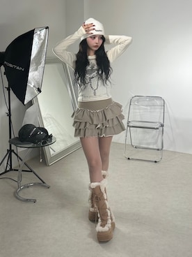 「NOMANUAL（NOMANUAL）のアイテム（帽子）」を使った、Never mind the XU / Chikashitsu+さん（レディース・161cm）の秋コーディネート