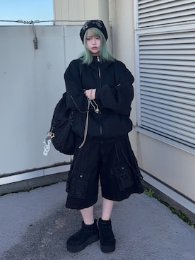 「アイテム（パーカー）」を使った、Never mind the XU / Chikashitsu+さん（レディース・160cm）の秋コーディネート