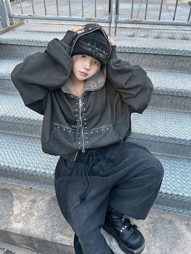 「Never mind the XU / Chikashitsu+（ネバーマインド ザ エックスユー / チカシツプラス）のアイテム（ネックレス）」を使った、Never mind the XU / Chikashitsu+さん（レディース・153cm）の秋コーディネート