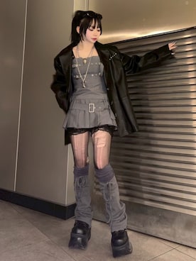 「レッグウォーマー」｜Never mind the XU / Chikashitsu+さん（レディース・153cm）の春コーディネート