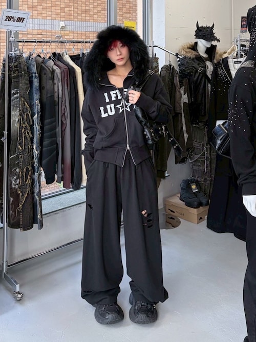 IFEELLUCKY】Lucky fur hood zip up / 【アイフィールラッキー