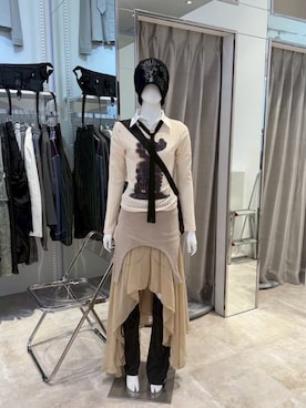 「アイテム（レッグウォーマー）」を使った、Never mind the XU / Chikashitsu+さん（レディース・160cm）の秋コーディネート