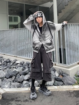 「NOMANUAL（NOMANUAL）のアイテム（帽子）」を使った、Never mind the XU / Chikashitsu+さん（メンズ・173cm）の秋コーディネート