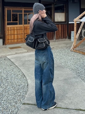 「Chikashitsu +（チカシツプラス）のアイテム（バッグ）」を使った、Never mind the XU / Chikashitsu+さん（メンズ・179cm）の冬コーディネート