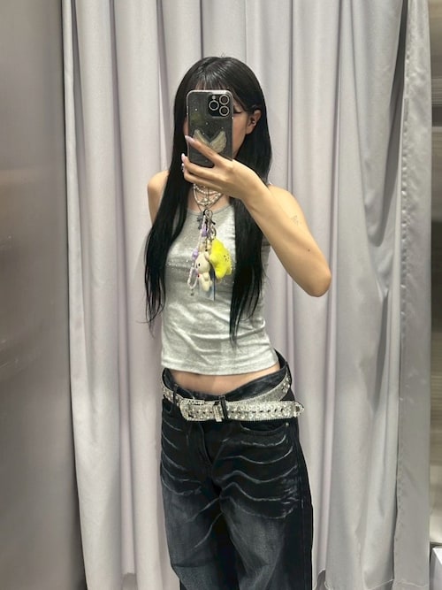 セール】【Never mind the XU】rhinestone sleeveless / 【ネバー