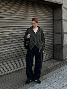 「NOMANUAL（NOMANUAL）のアイテム」を使った、Never mind the XU / Chikashitsu+さん（メンズ・179cm）の秋コーディネート